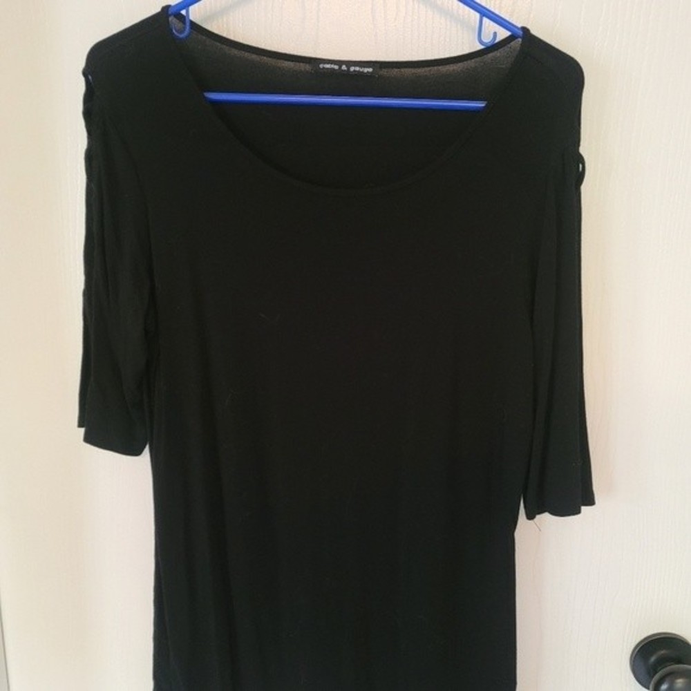 Black short sleeve shirt with crosses in sleeves